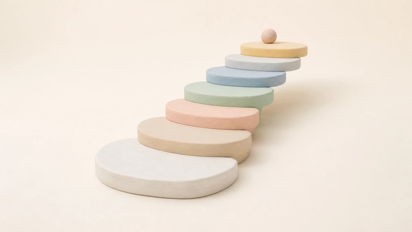 Abstract 3D render of a stepped learning path