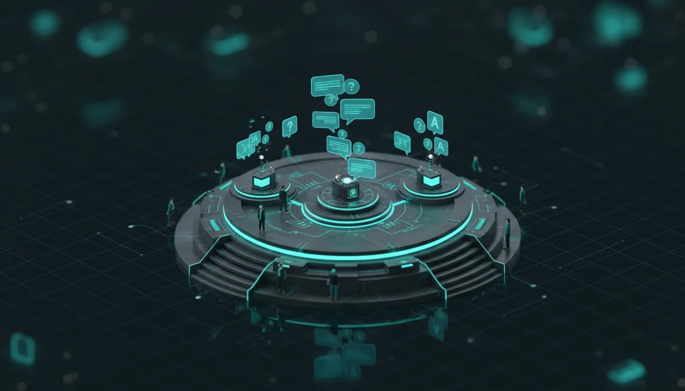 Abstract 3D render of a question being answered
