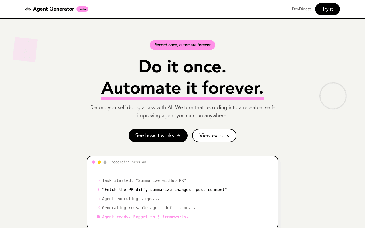 Agent Generator product preview