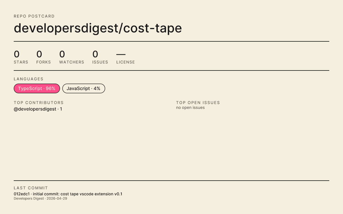 Cost Tape product preview