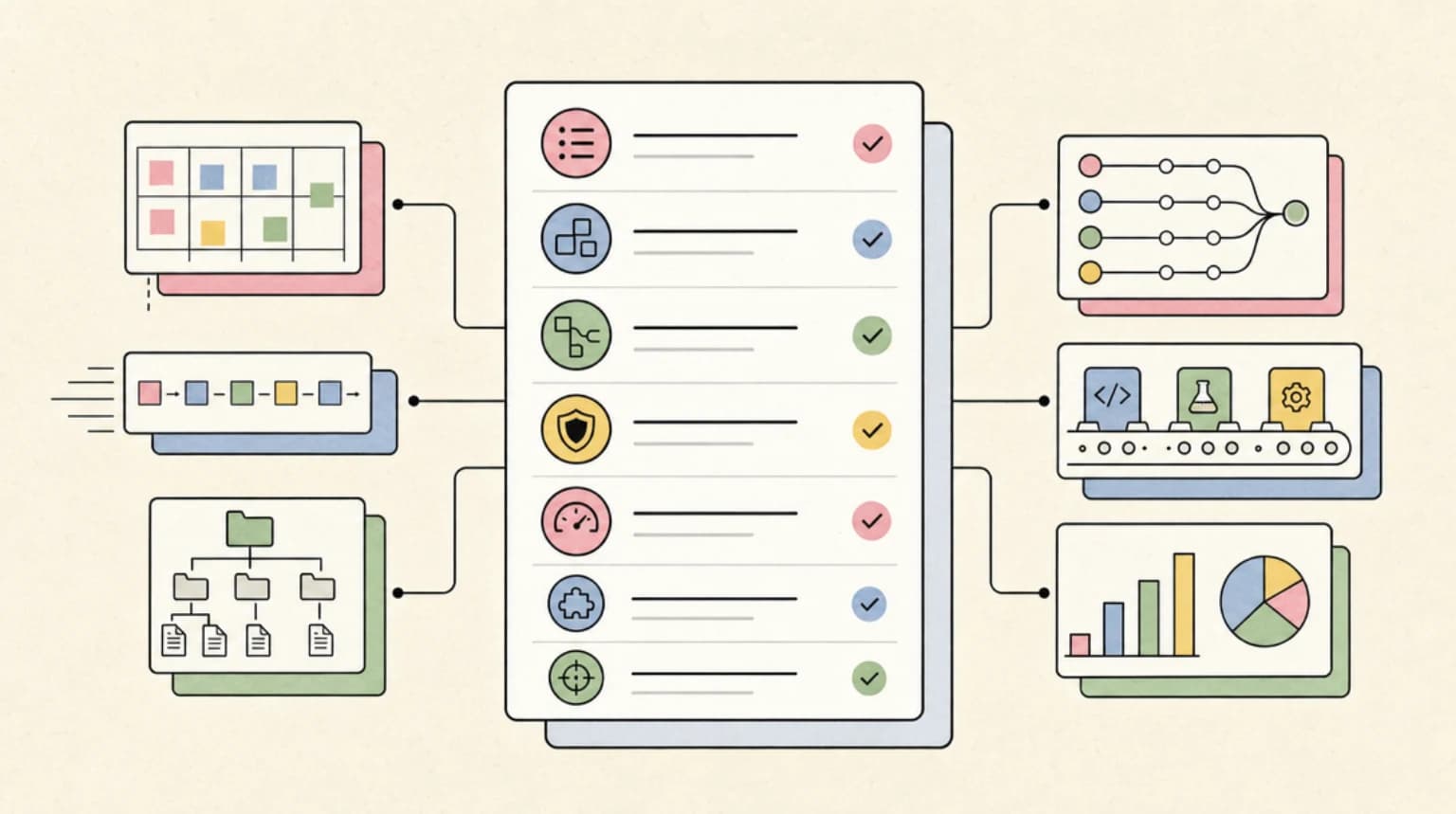 Abstract systems illustration for The Evaluation Checklist