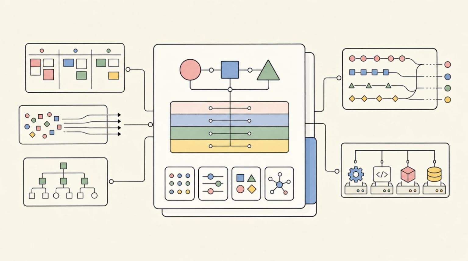 Abstract systems illustration for The Thesis in One Paragraph