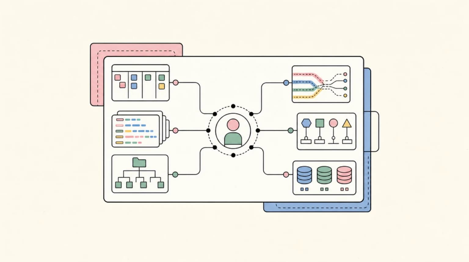 Abstract systems illustration for agent review checklist