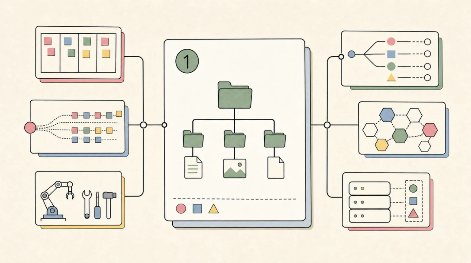 Abstract systems illustration for 1. Filesystem