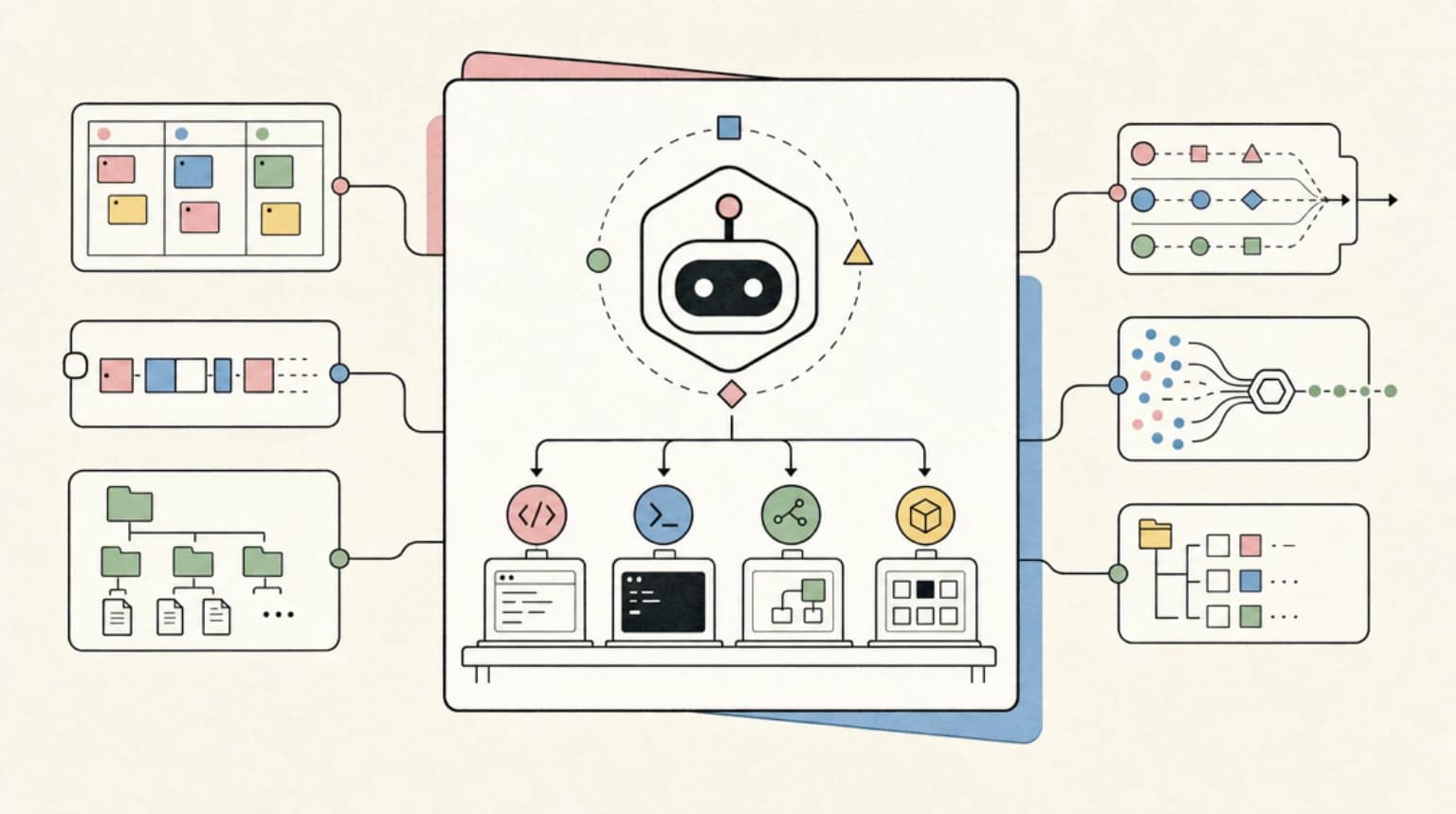 Abstract systems illustration for Why Cline Exists