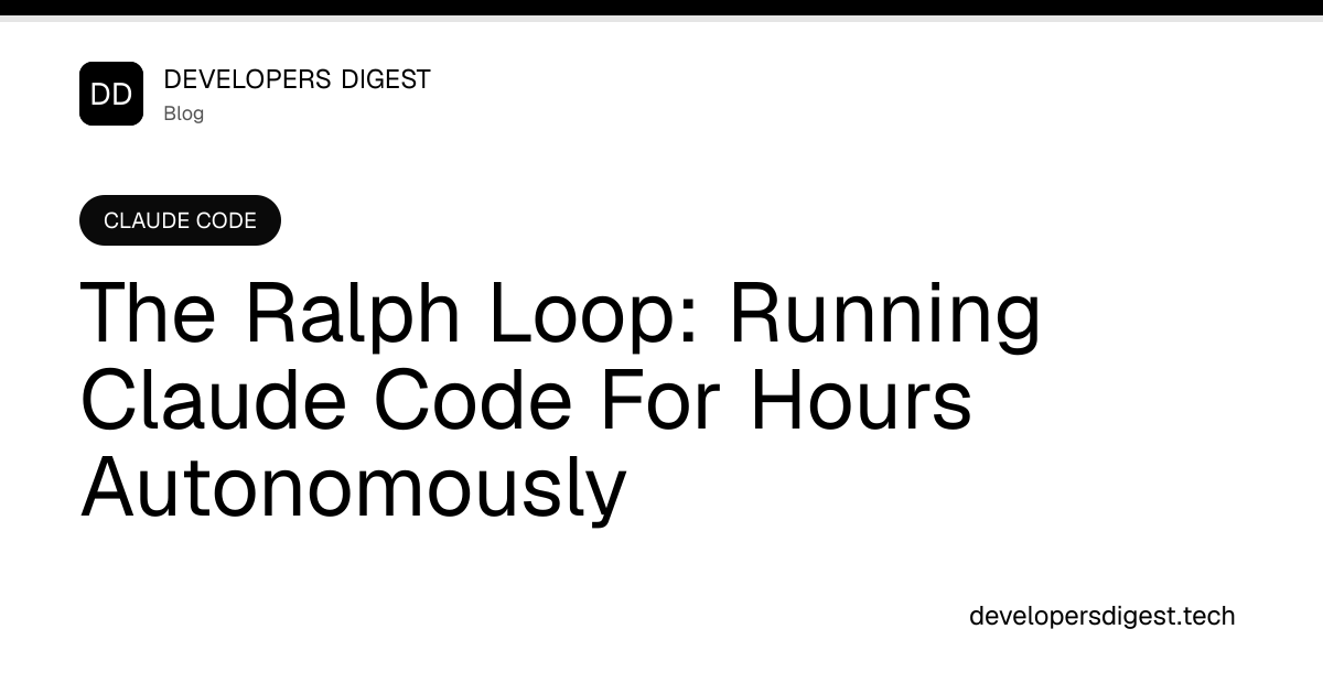 The Ralph Loop: Running Claude Code For Hours Autonomously - Developers ...