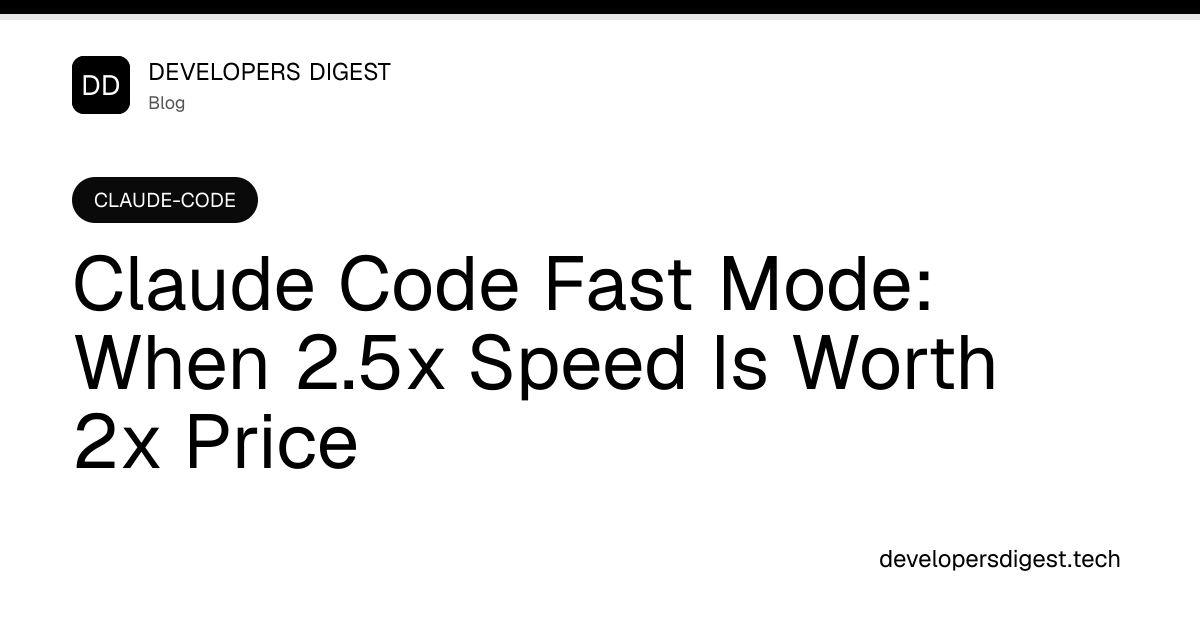 Claude Code Fast Mode: When 2.5x Speed Is Worth 2x Price - Developers ...