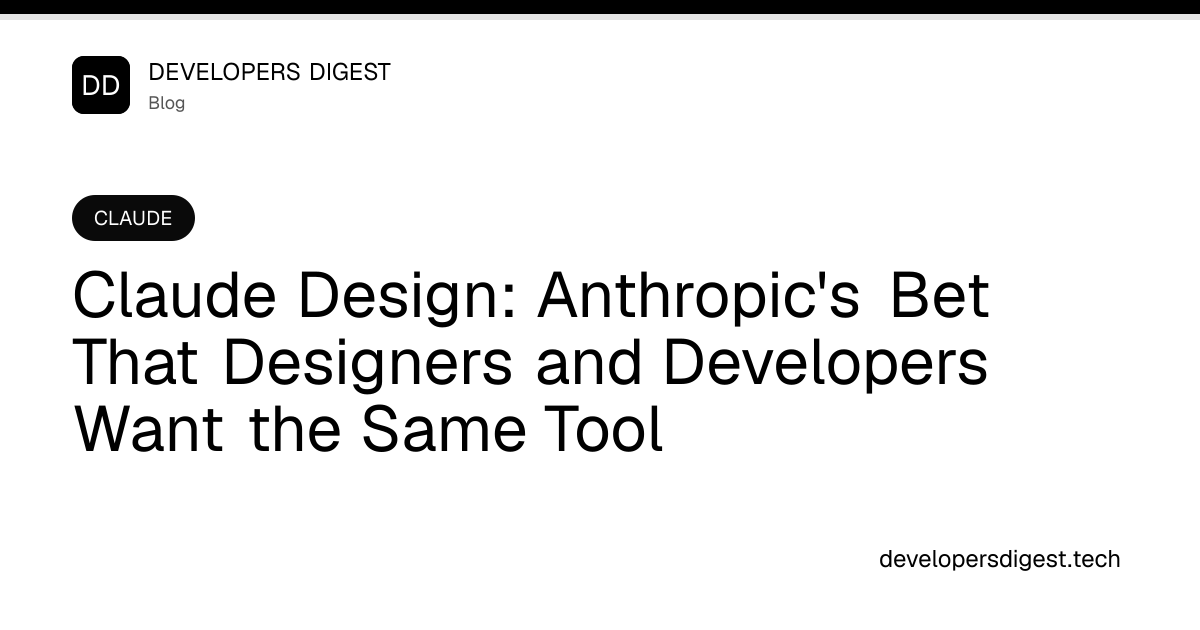 Claude Design: Anthropic's Bet That Designers and Developers Want the ...